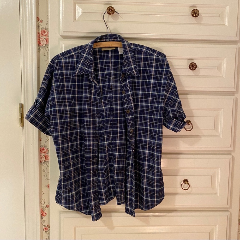 Blue button down t shirt